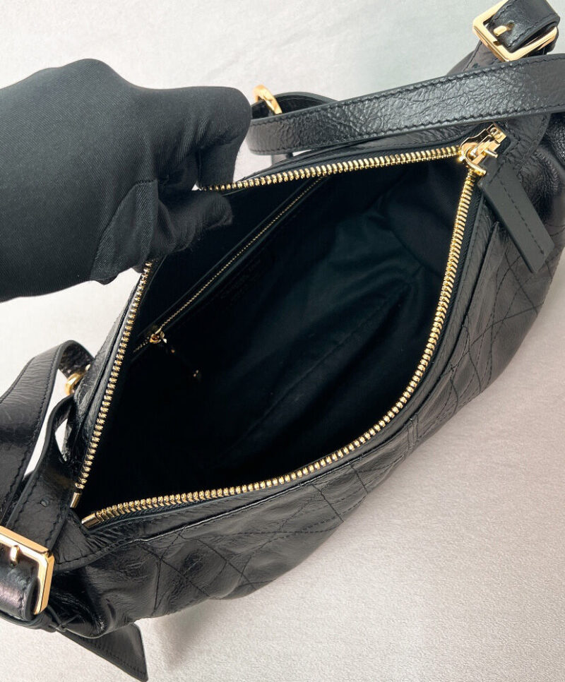 Christian Dior Small D-Journey Bag in Shiny Goatskin Black
